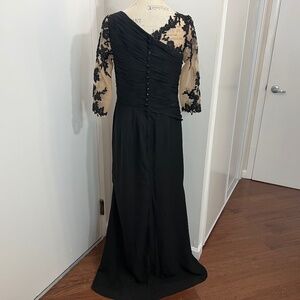 Womens Elegant Evening Gown Lace Floral Embroidered Bodycon Maxi Dress 3/4Sleeve